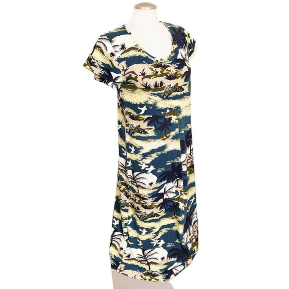 Tommy Bahama Hawaiian Maxi Dress Womens Medium Cotton Tropical Birds Palm Trees - Picture 2 of 7